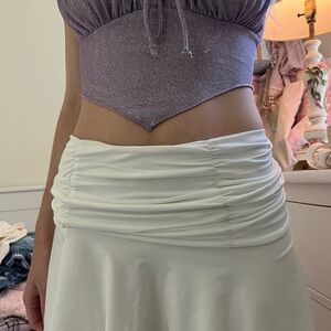 White gathered mini skirt